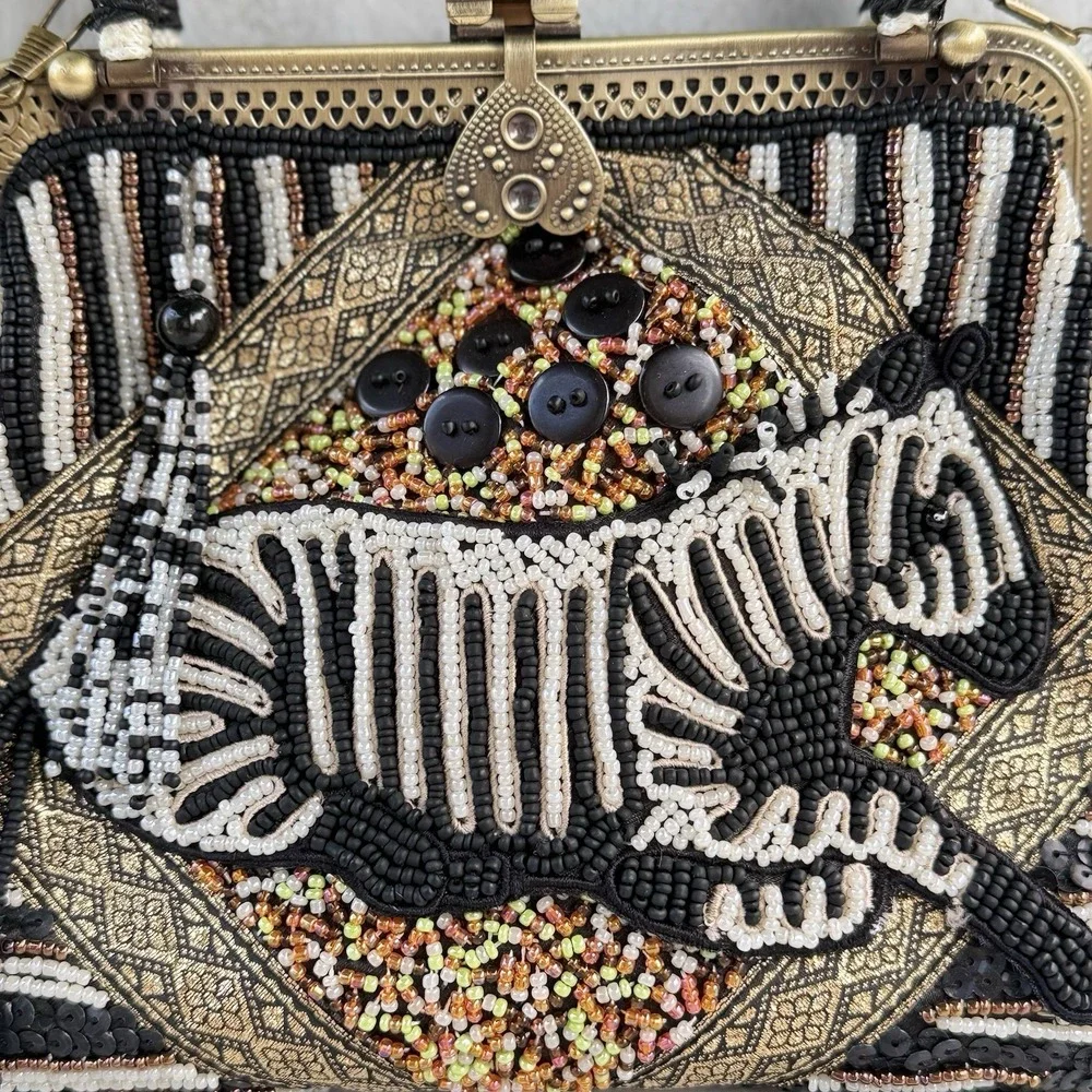 Vtg New Beaded Zebra Handbag Purse Coldwater Creek Mint Condition Never Used 666